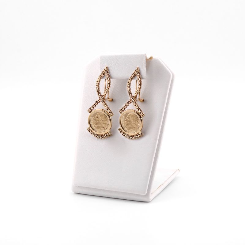 Aretes Imit. Moneda 2.5 Pesos 14k 9g