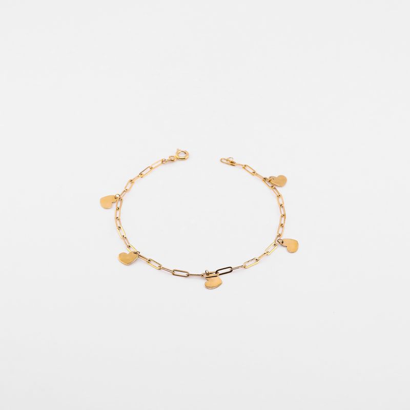 Pulso Tipo Clip Corazones 14k 1.8g 18cm