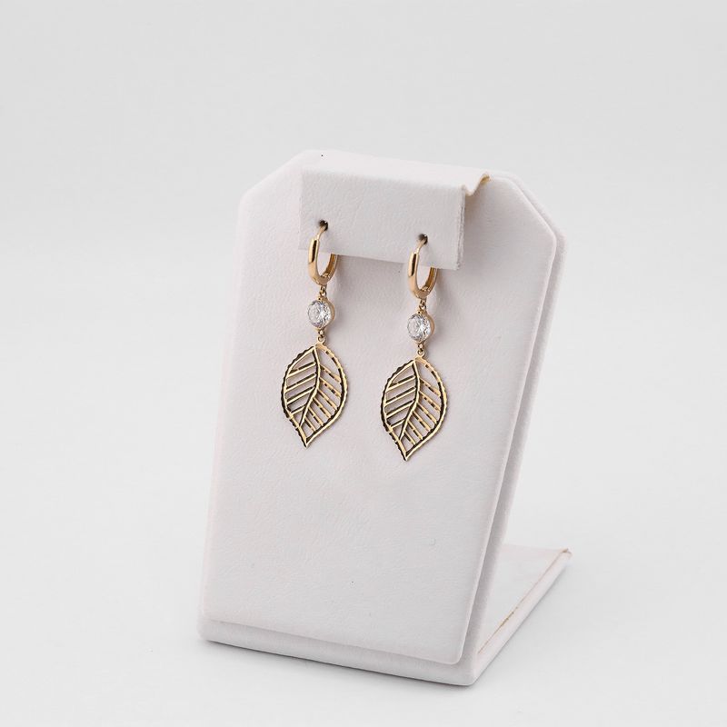 Aretes Colg. Hoja C/p 14k 2.7g