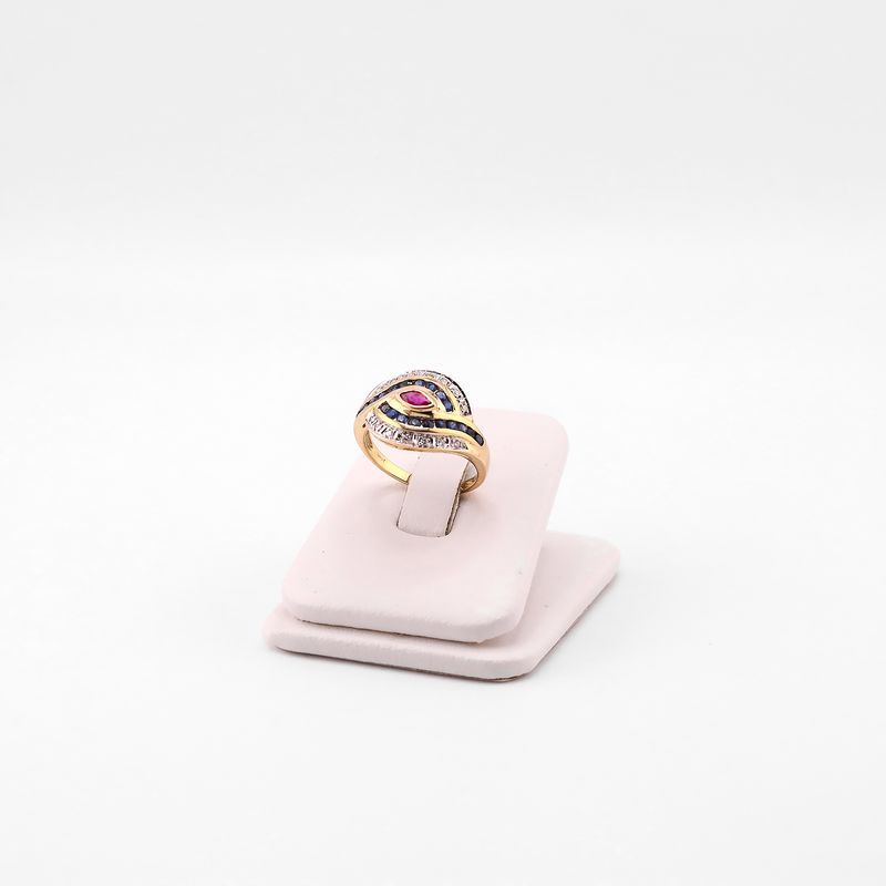 Anillo Ojo Egipcio C/p Colores 14k 4.3g #6.5