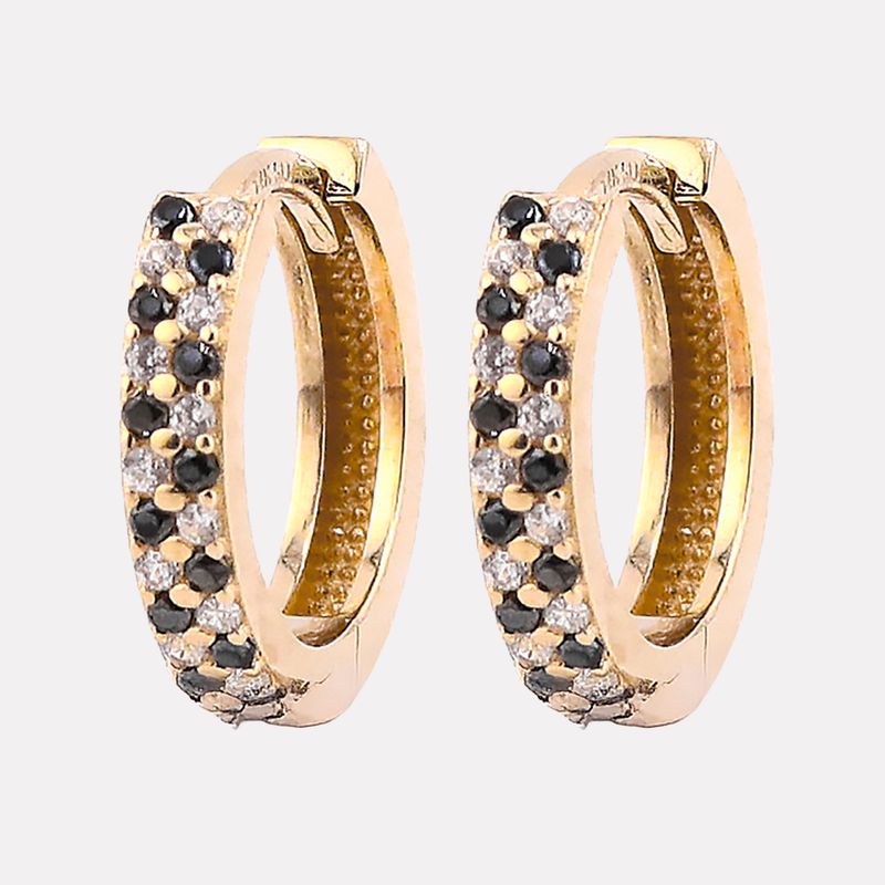 Aretes Huggies C/p Negra  14k 2g