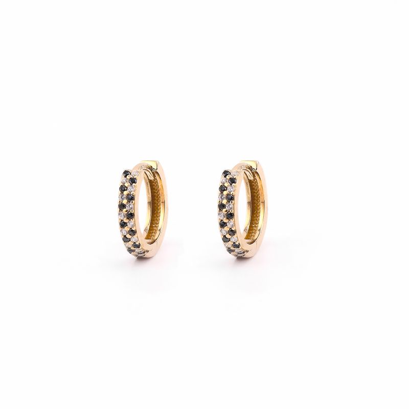 Aretes Huggies C/p Negra  14k 2g