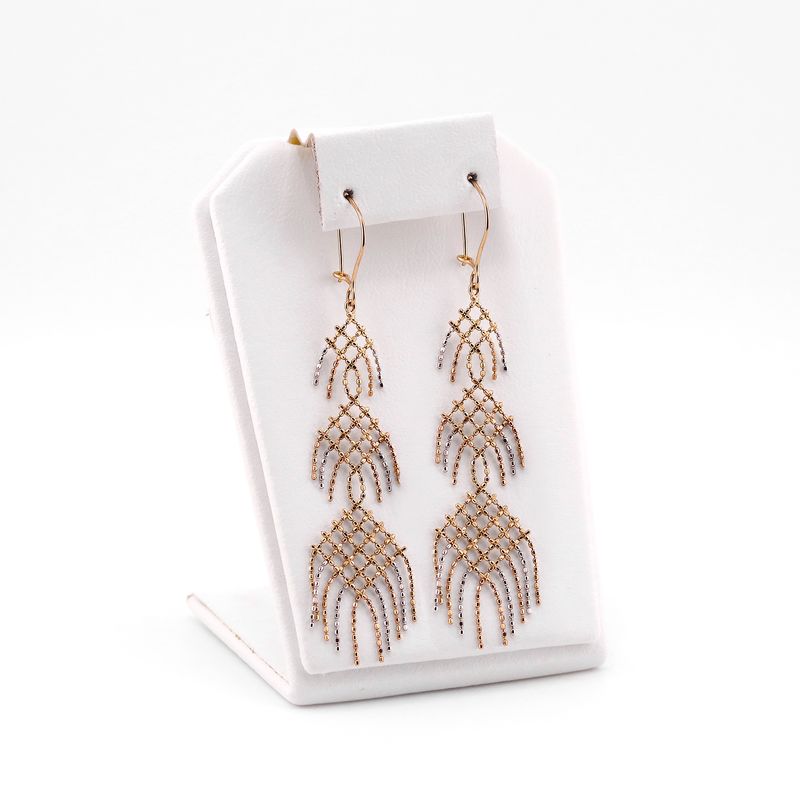 Aretes Rombos Puntos Tns. 14k 2.6g