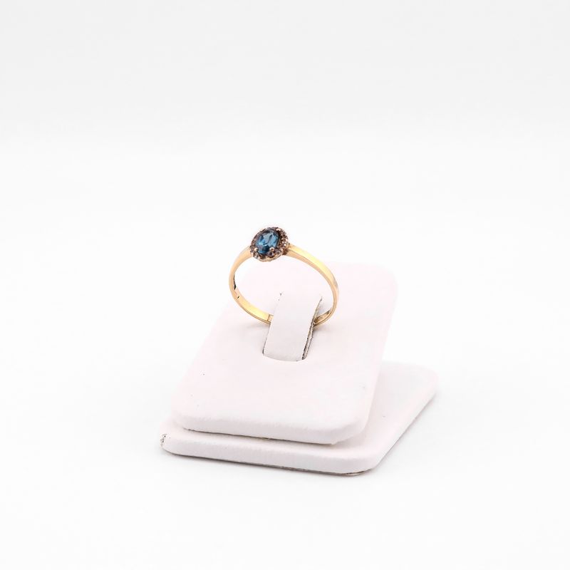 Anillo C/p Ovalo Azul 10k 1.4g #8.5