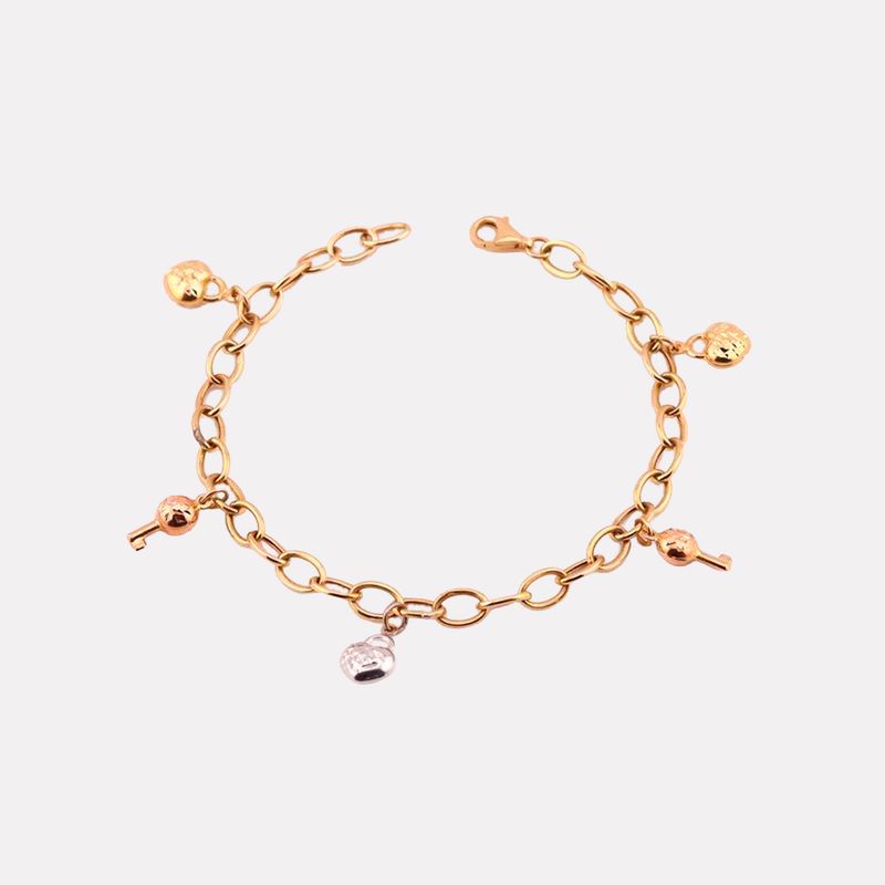 Pulsera Colgantes 14k 3.1g 18cm