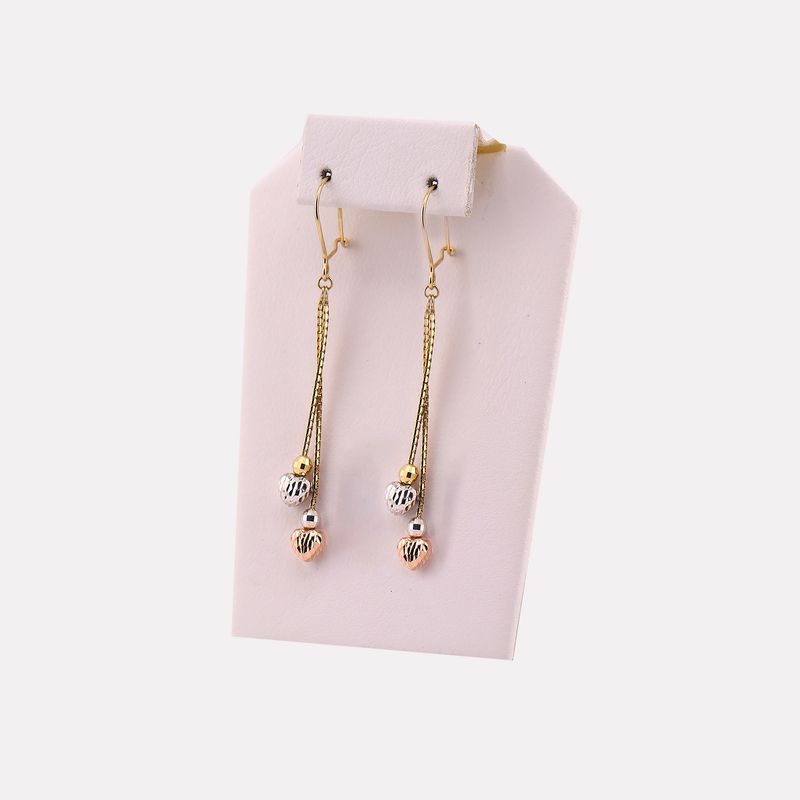 Aretes Largos Corazon 14k  2.5g