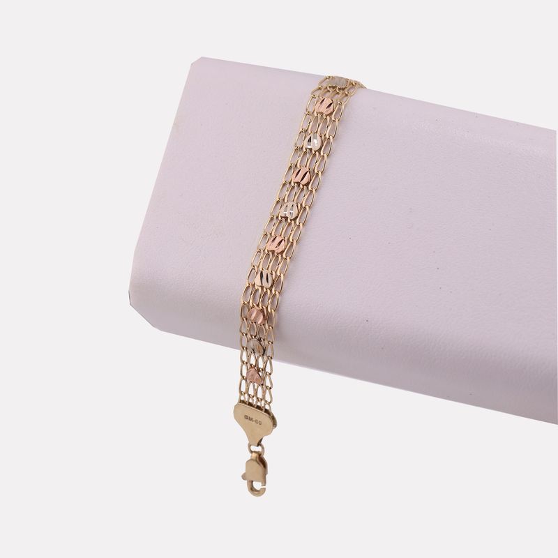 Pulso Corazones 14k 7.5g 19cm