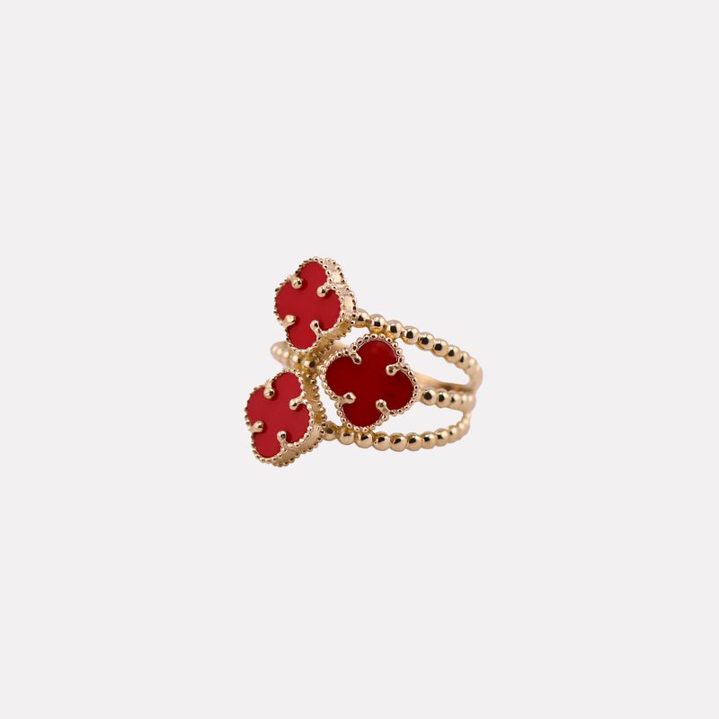 Anillo 3 Trebol Rojo 14k 4g #8