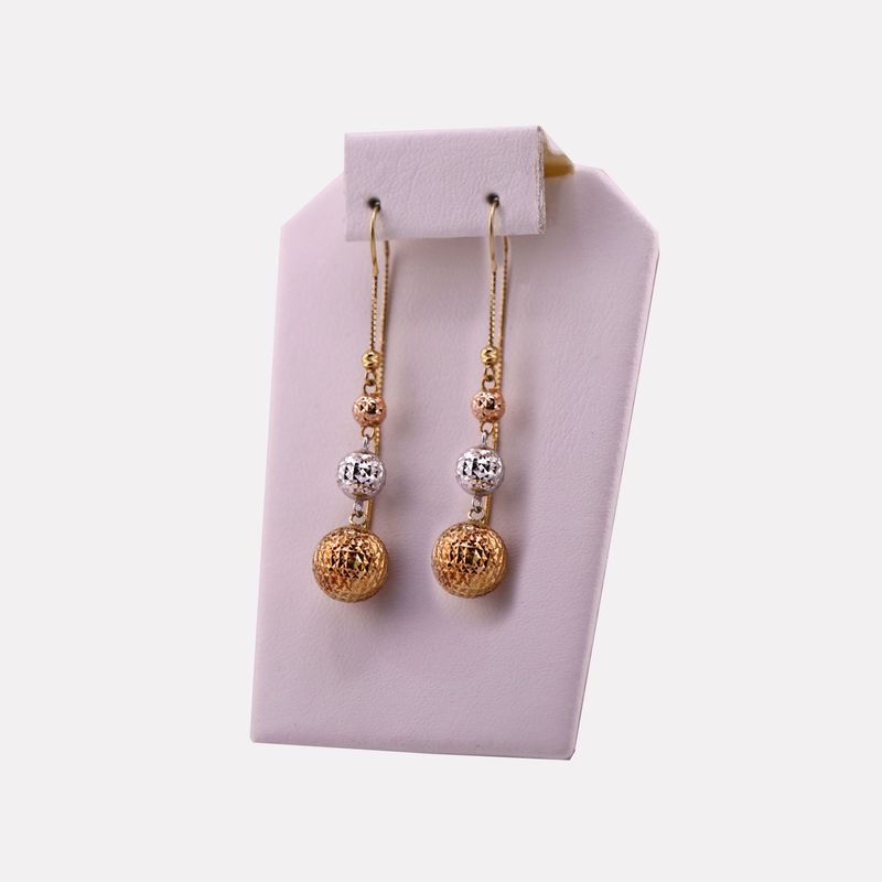 Aretes Largos Esfera 14k 4.1g