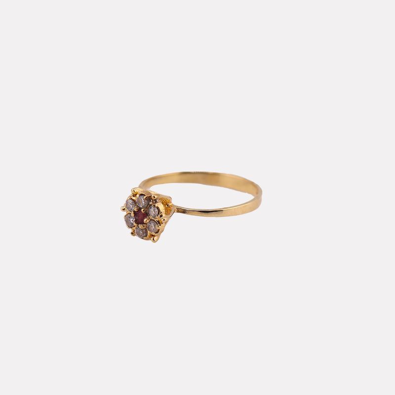 Anillo Flor C/p 14k 1.9g #8.5
