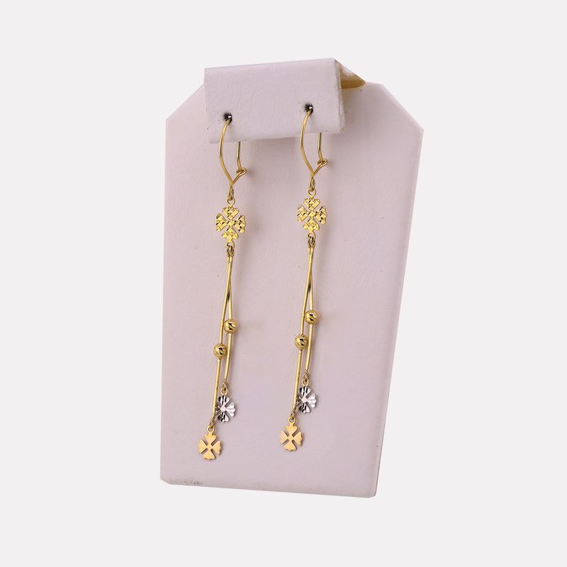 Aretes Largos Copo Nieve 14k 2g