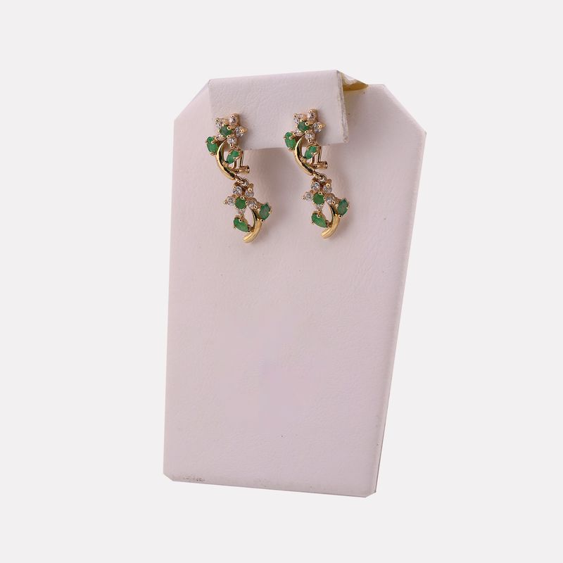 Aretes Flor C/p Verde/bca 14k 5g