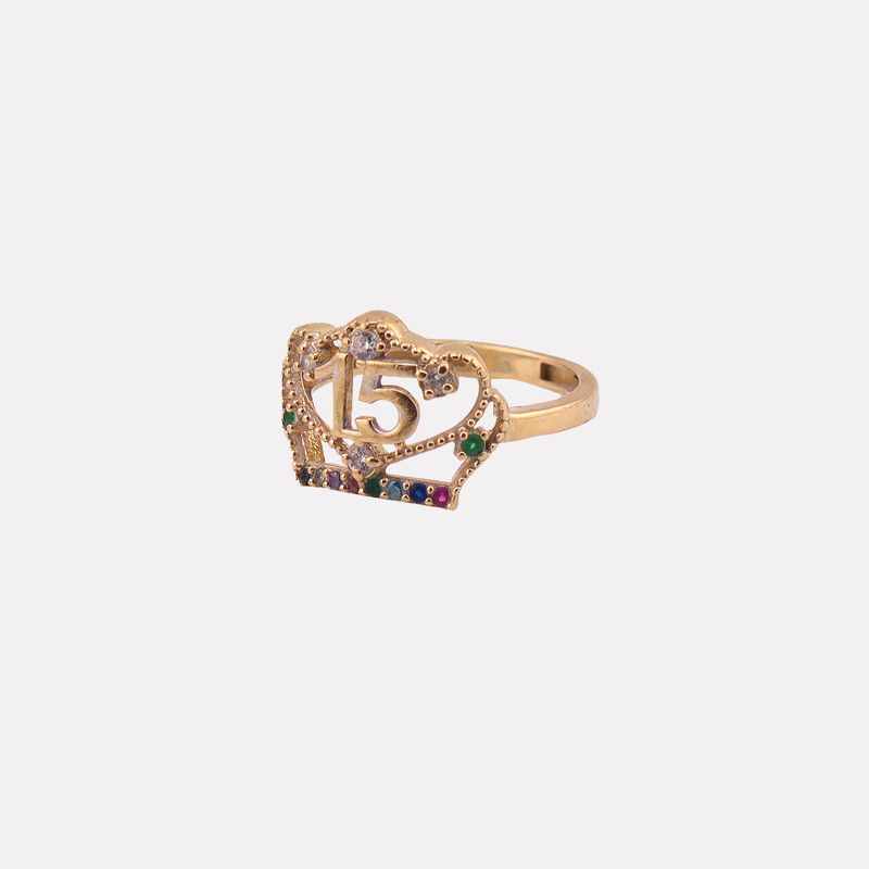 Anillo 15 Años C/p Colores 14k 2.4g #7
