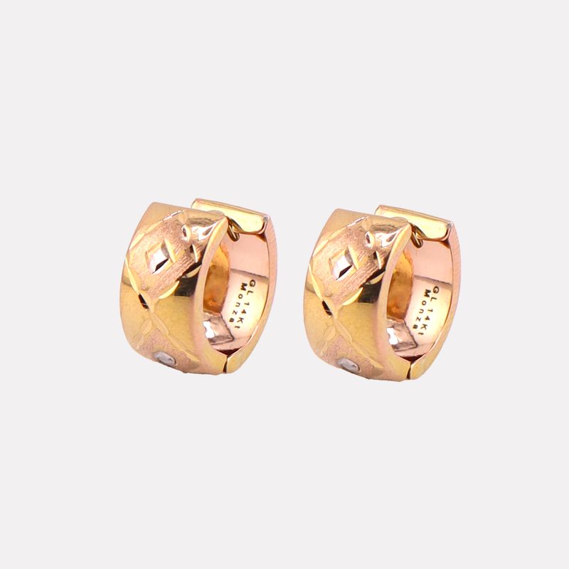 Aretes Huggies Satinados  14k 2.6g