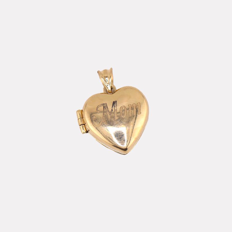 Dije Relicario Corazón Mom 14k 2.1g