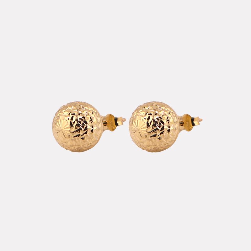 Aretes Bola Facetada 14k 2.1g