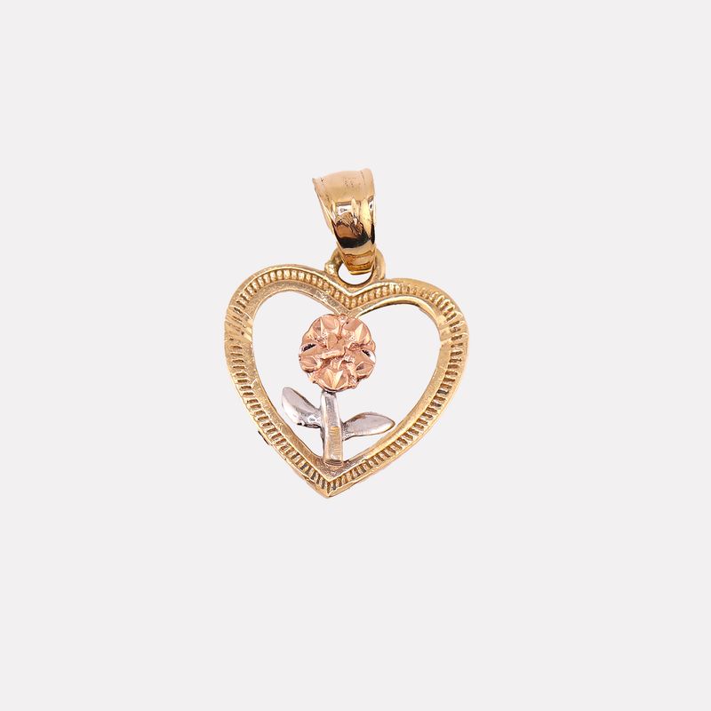 Dije Corazón C/flor 14k 1.1g
