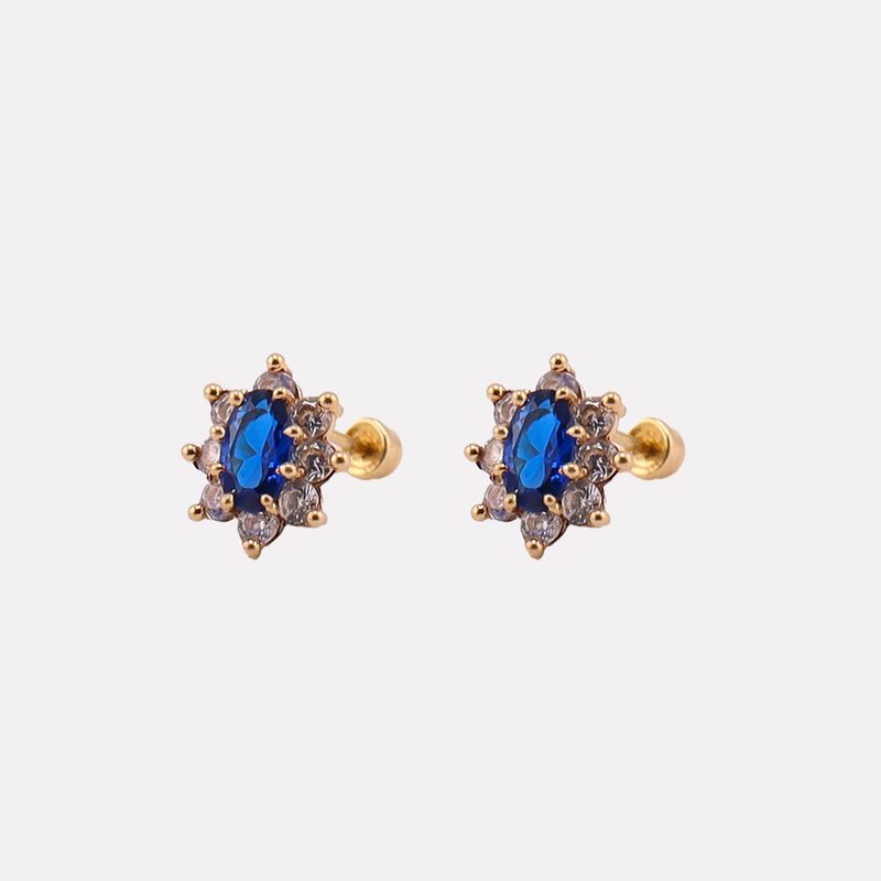 Broqueles C/p Azul  14k 0.7g