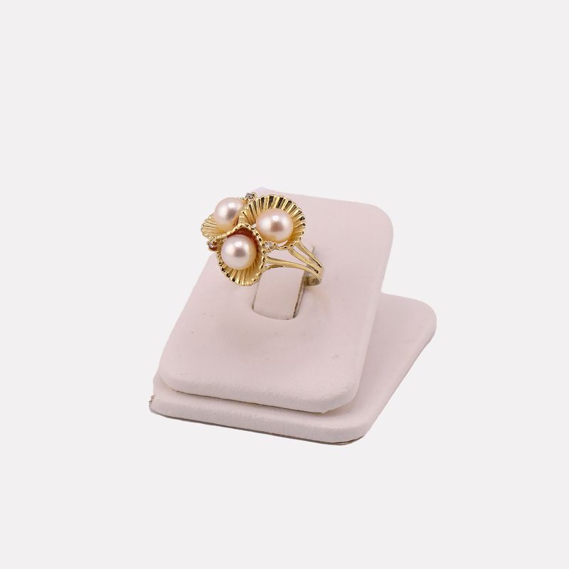 Anillo Perlas 14k 4.3g #7.5