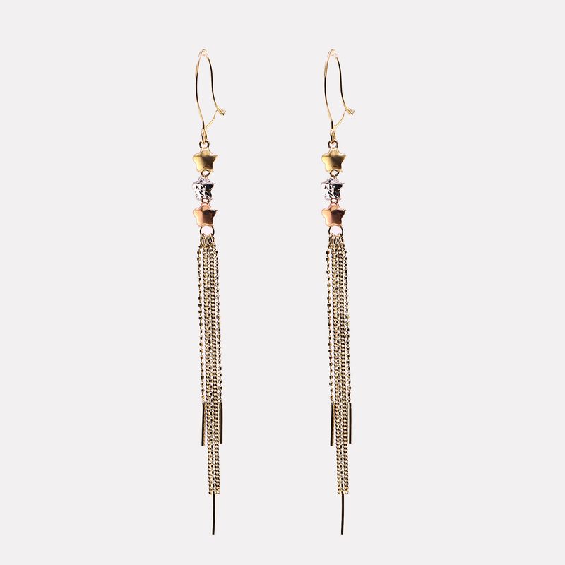 Aretes Largos Flores 14k 2.8g