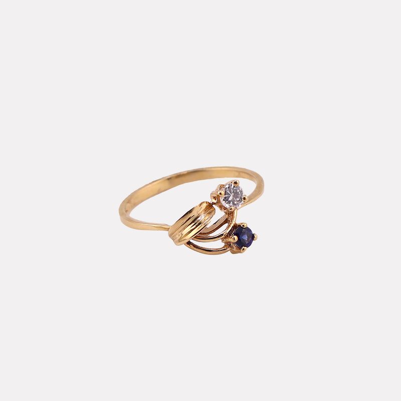 Anillo C/p Azul Y Blanca 14k 1.9g #7.5