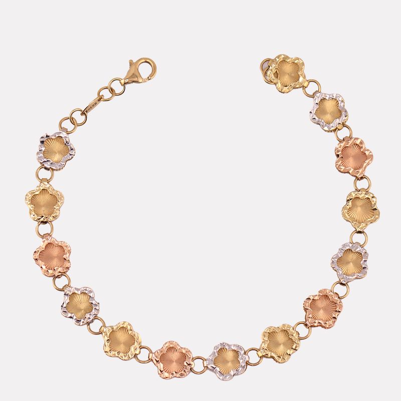 Pulso Flores Tonos 14k 4.8g 18.5cm