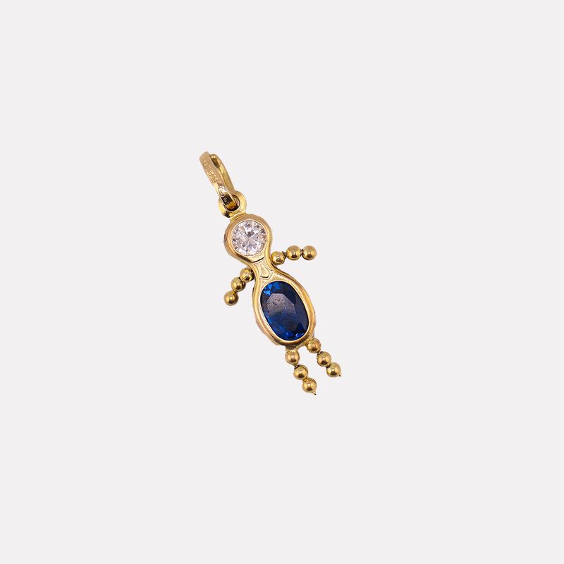 Dije Niño C/p Azul  14k 0.9g