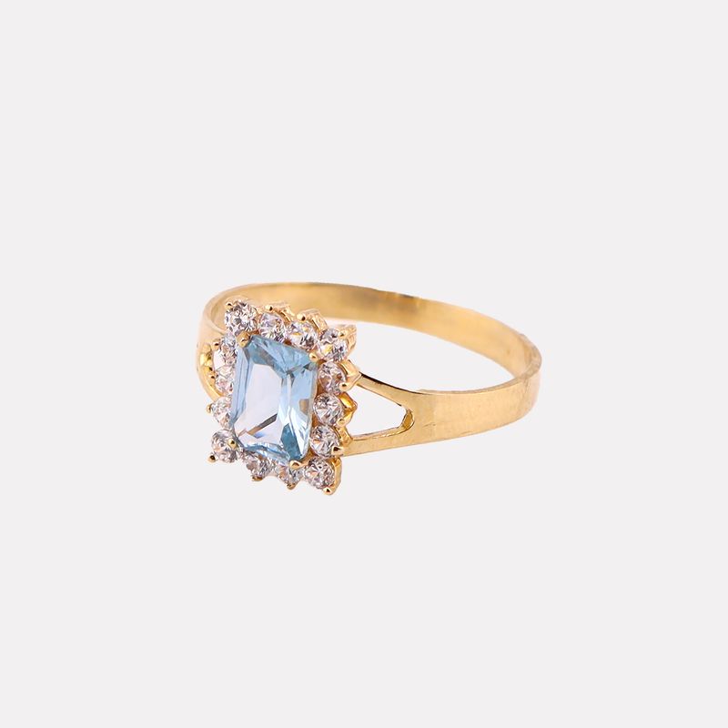 Anillo Piedra Azul Rect 14k 2.3g #8
