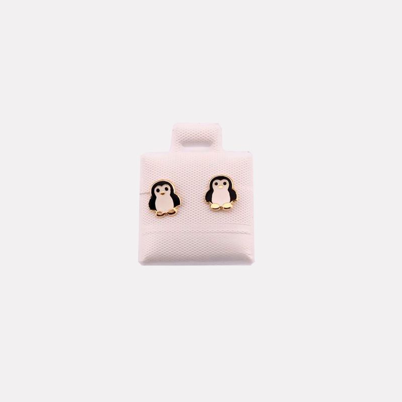 Broqueles Pingüino Esmalte 10k 0.3g