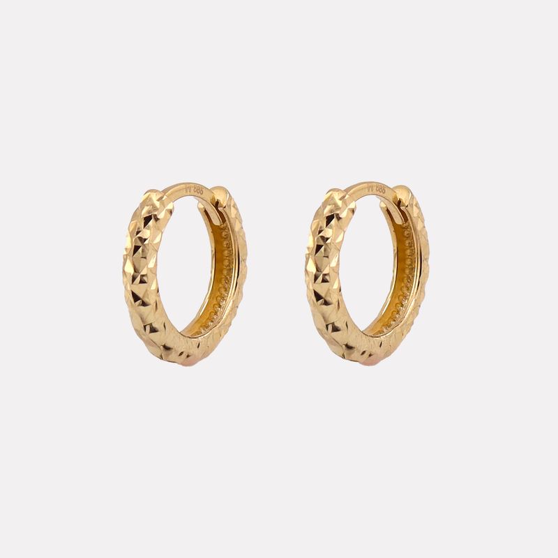 Aretes Huggies Facetados 14k 1.6g