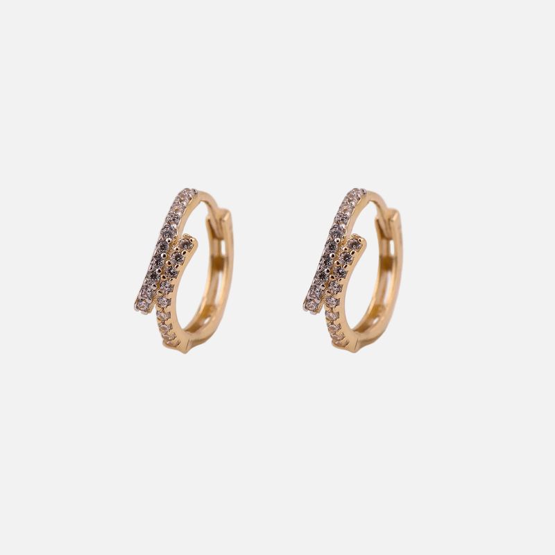 Aretes Huggies 2 Lineas C/p 14k 1.5g