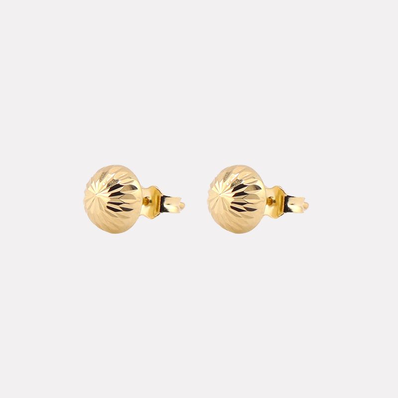 Aretes Medio Esfera Relimada  14k 1.1g