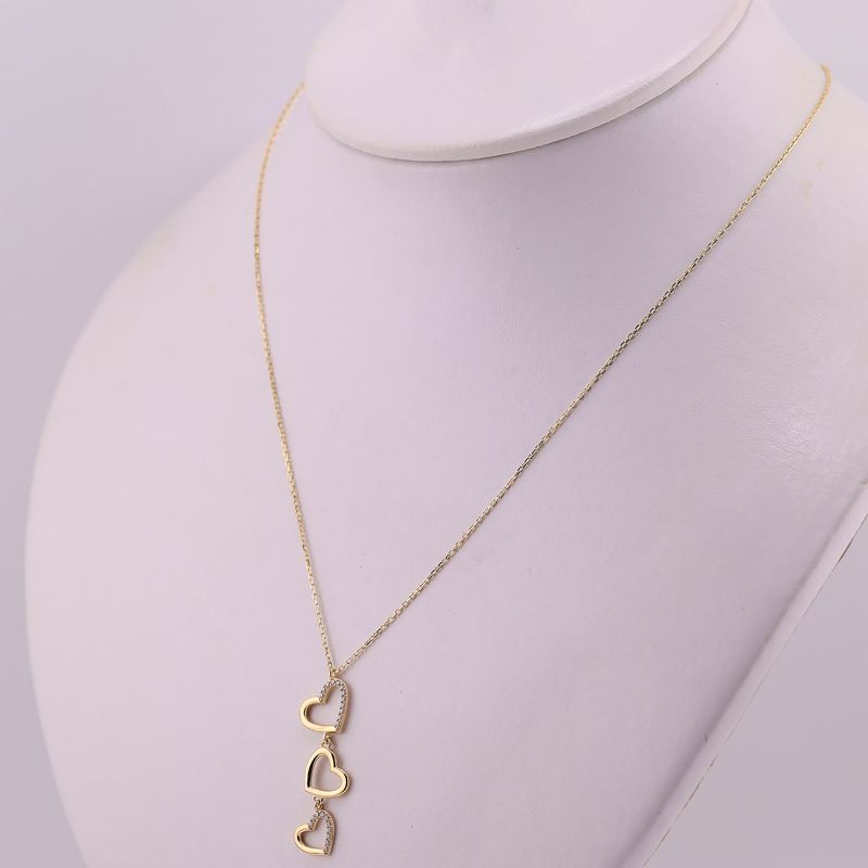 Gargantilla Triple Corazon C/p 14k 2.6g