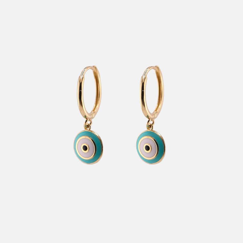 Aretes Huggies Ojo Turco 14k 1.5g