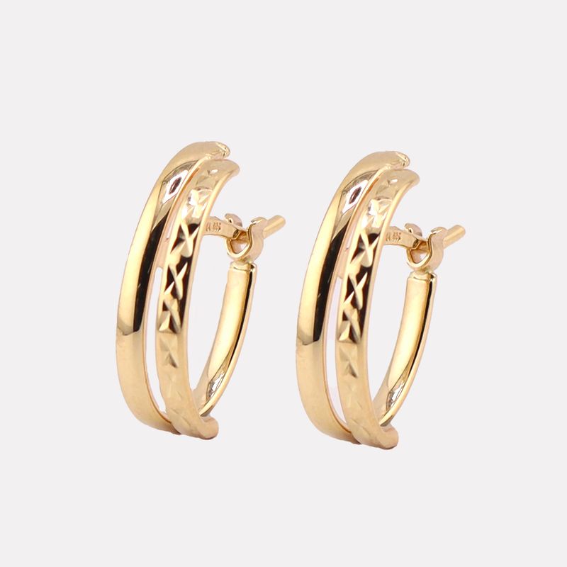 Arracadas Ovalo Dobles 14k 1.3g