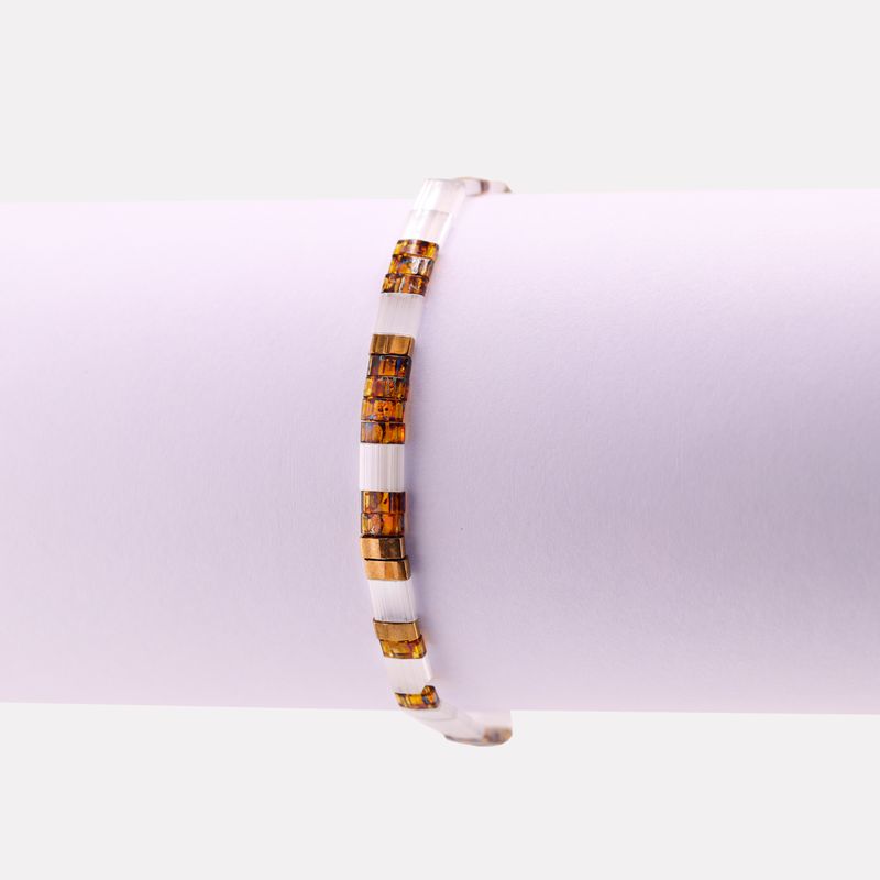 Pulsera Jeanne Mosaico Bco/cafe 17-20cm