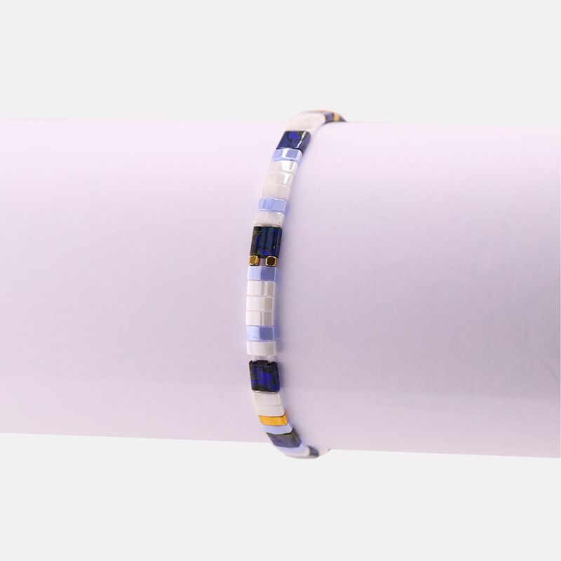Pulsera Tila Mosaico Azul/bco/lila 14-17cm