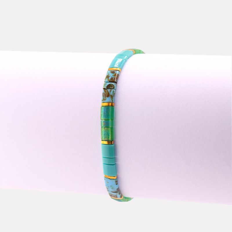 Pulsera Ela Mosaico Celeste/esmeralda 14-17cm