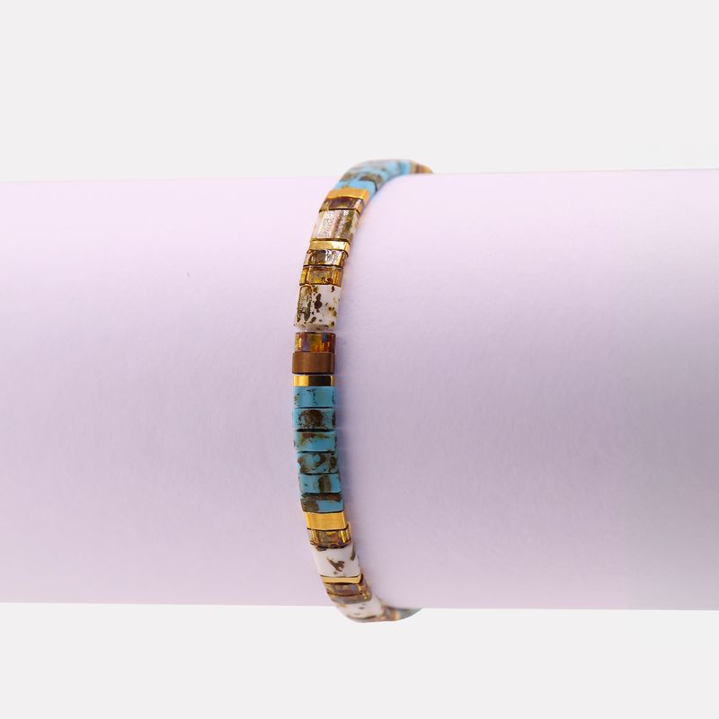 Pulsera Elena Cafe/turquesa 14-17cm
