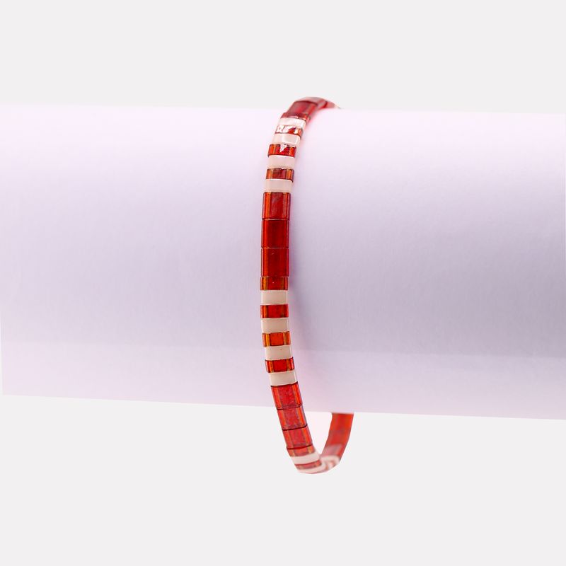 Pulsera Rubi Cuentas Vino/drdo 17-20cm