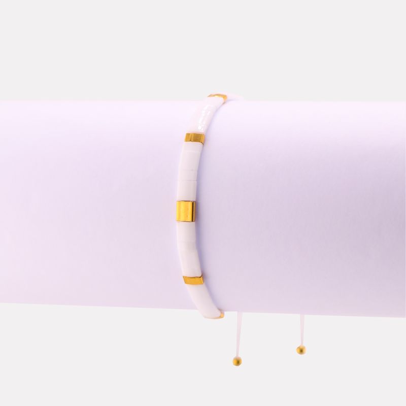 Pulsera Tahiti Mosaico Bco/drdo Ajust 17-20cm