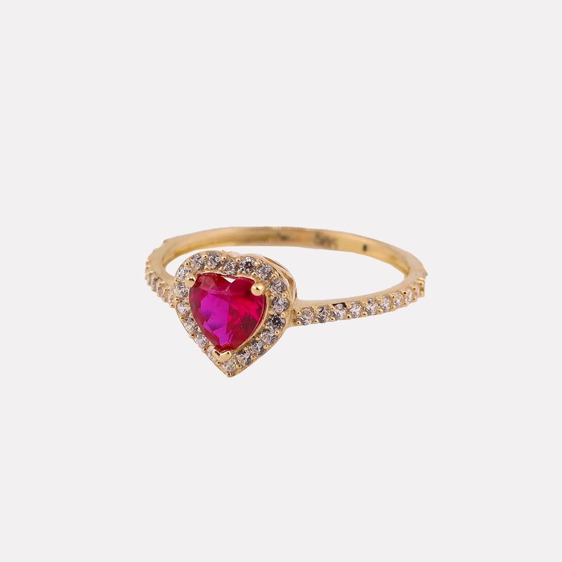 Anillo Corazon C/p Rosa Fiusha 14k 1.8g #8.5