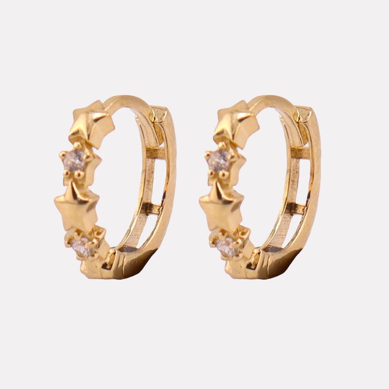 Aretes Huggies Estrella C/p 14k 1.4g