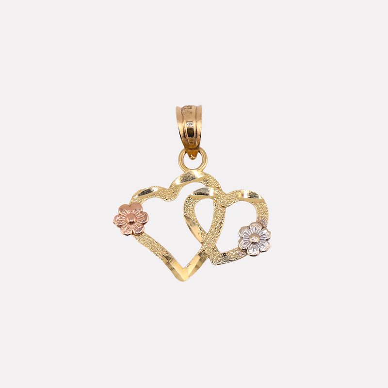 Dije Doble Corazon/flor 14k 1g