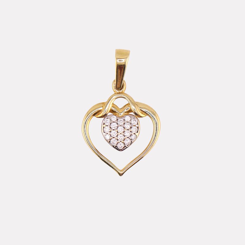 Dije Doble Corazon C/p 10k 0.8g