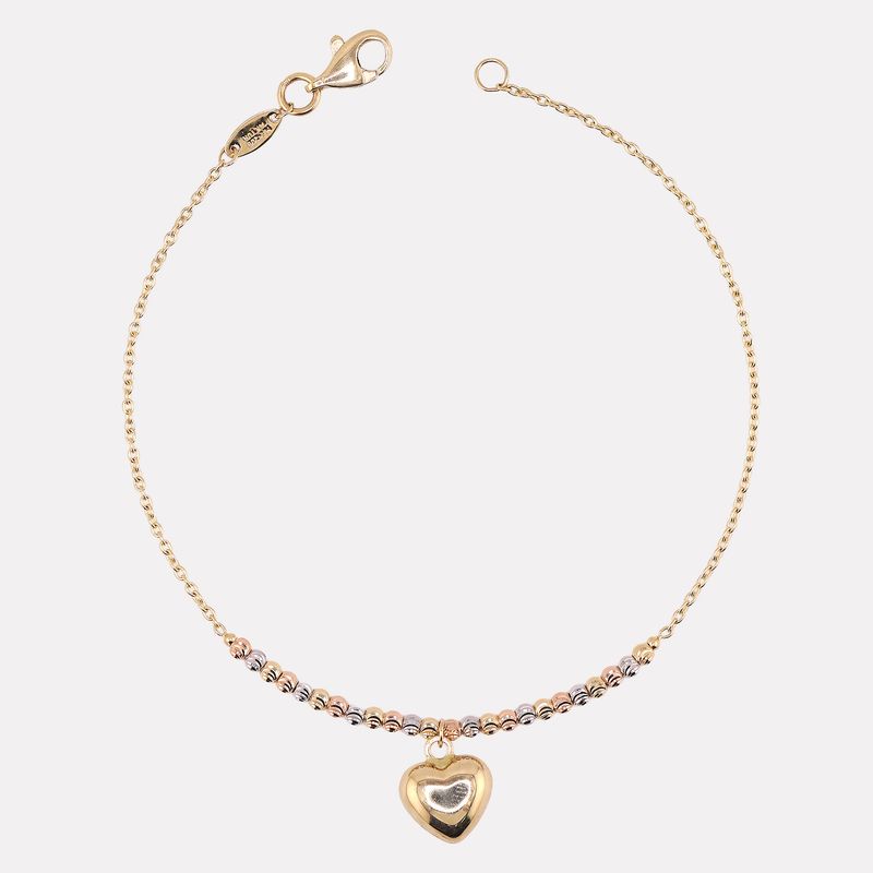 Pulsera Borlas Corazon 14k 2.1g 18cm