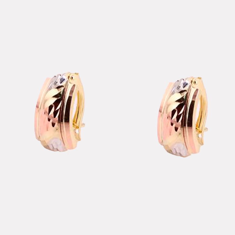Aretes Huggies Relimados en Tonos 14K 1.9g