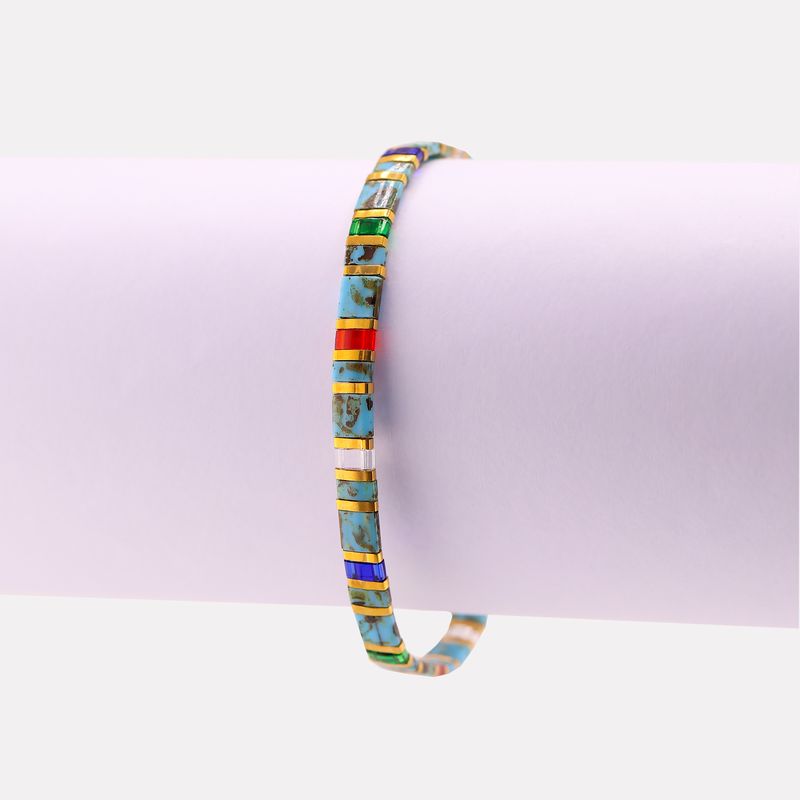 Pulsera Shine Mosaico Azul/rosa/bco 14-17cm