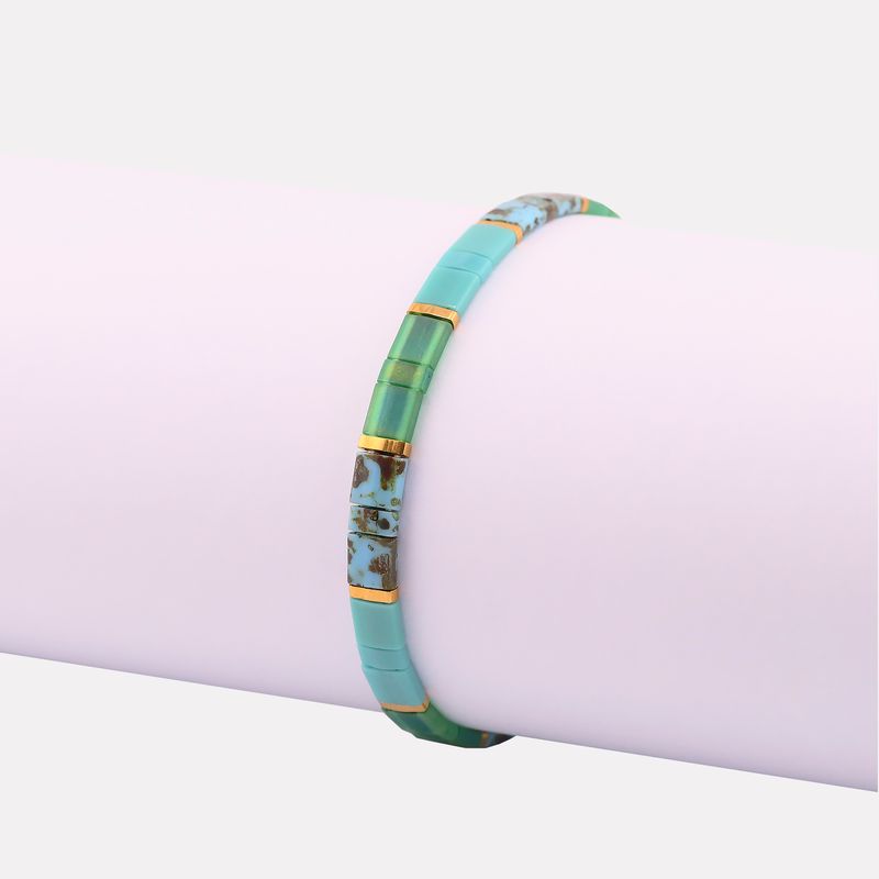 Pulsera Esmeralda Mosaico Tonos 14-17cm