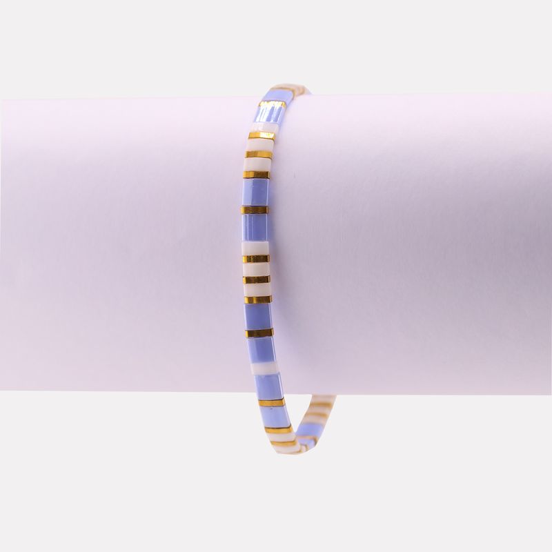 Pulsera Pastel Mosaico Malva/bco 14-17cm